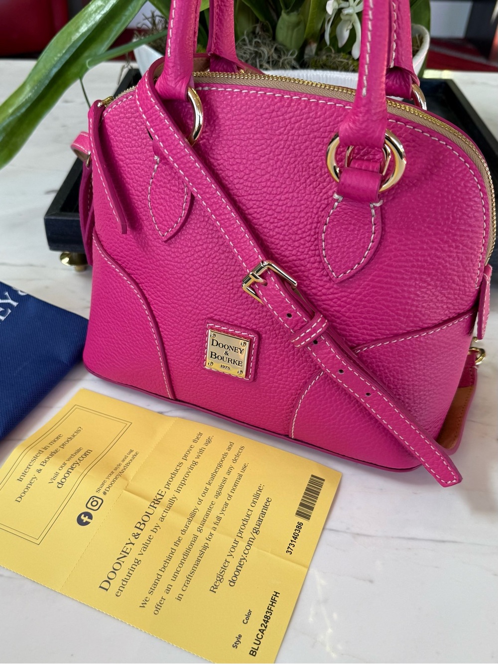 New Dooney & Bourke Lucca Leather Small Satchel Fuchsia - Picture 8 of 16